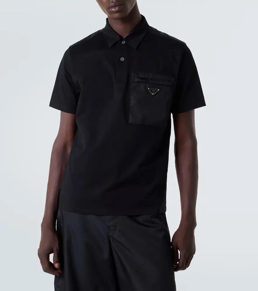 Prada Re-Nylon cotton-blend polo shirt | Thumbnail 4