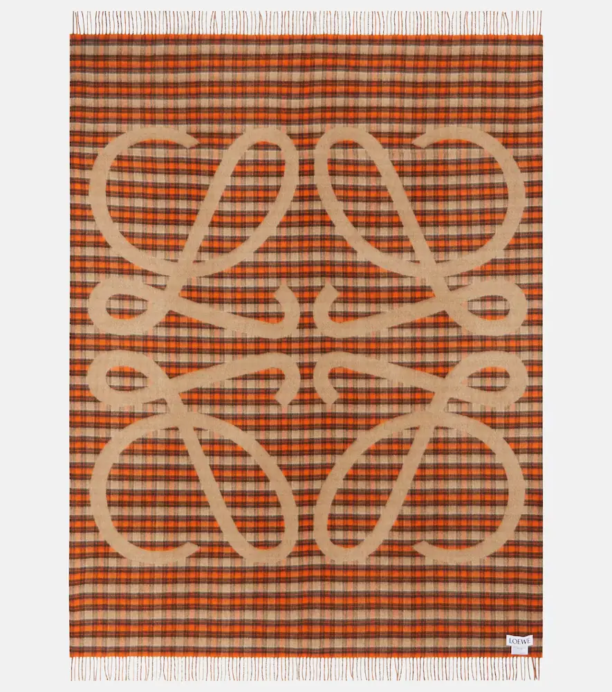 Loewe Anagram checked wool and cashmere blanket | Thumbnail 4