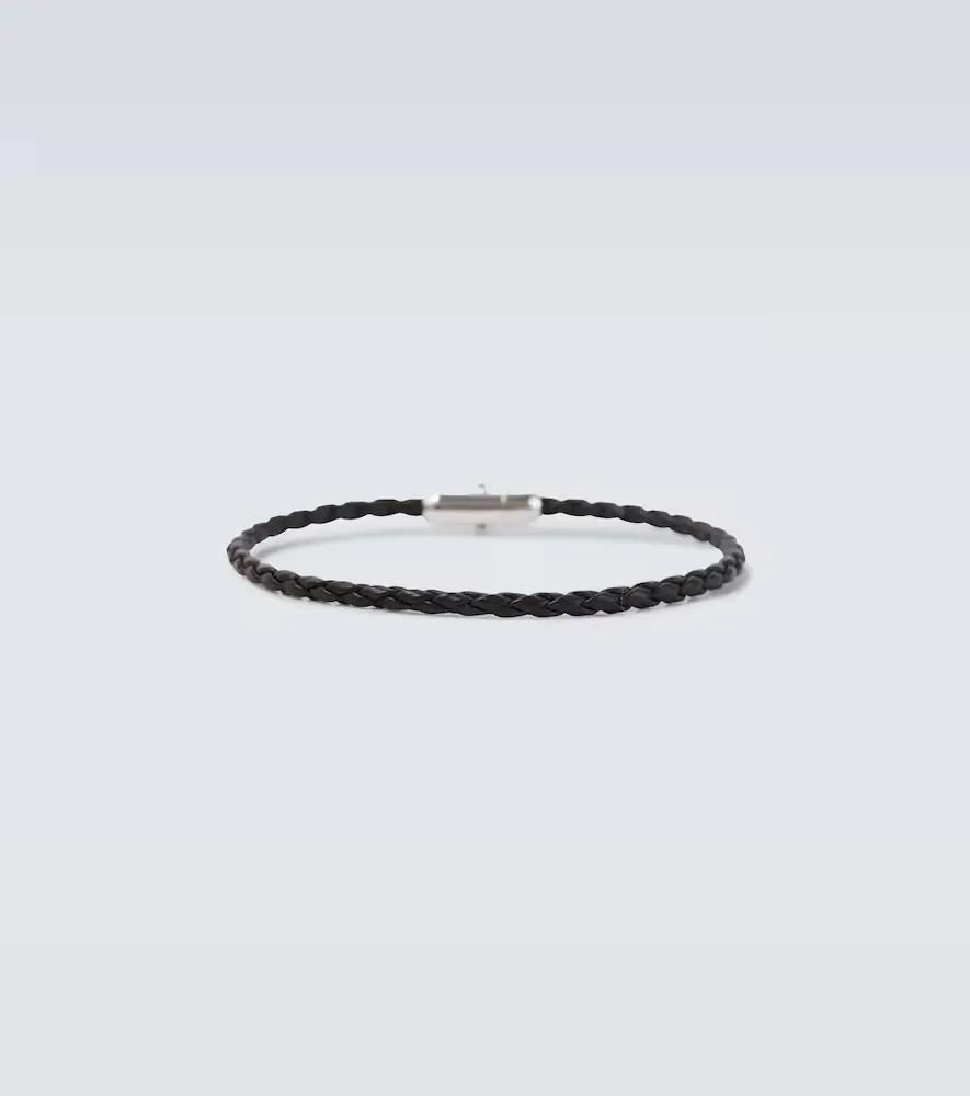 Bottega Veneta Braided leather and sterling silver bracelet | Thumbnail 2