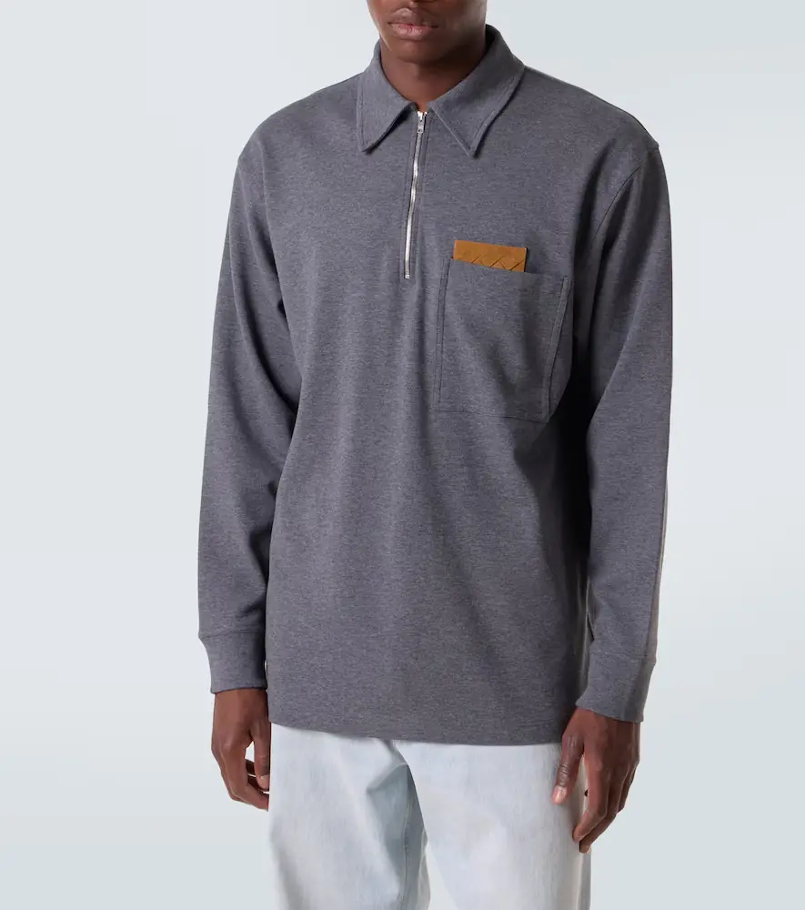 Bottega Veneta Intrecciato cotton jersey polo sweater | Thumbnail 4 Bottega Veneta Intrecciato cotton jersey polo sweater | Thumbnail 4