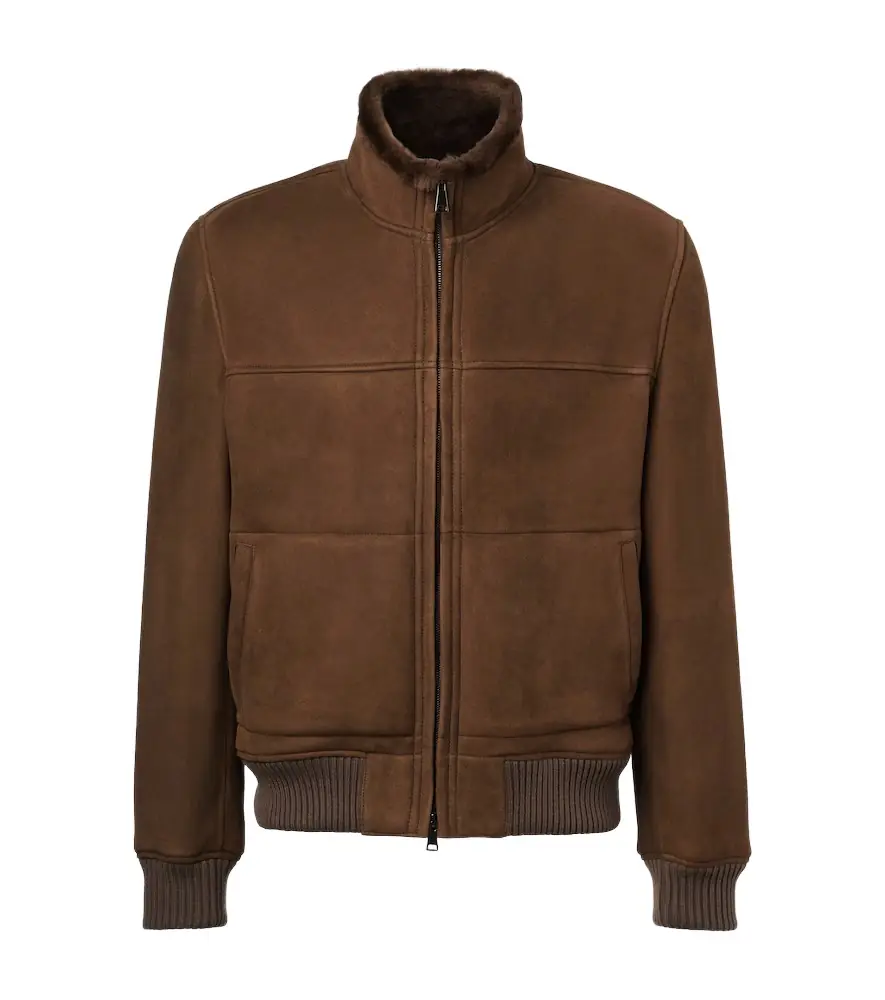 Thom Sweeney Shearling-lined suede bomber jacket | Image 1 Thom Sweeney Shearling-lined suede bomber jacket | Image 1