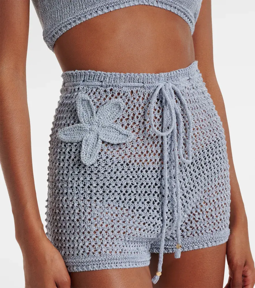 Bananhot Zorya open-knit lamé shorts | Thumbnail 4