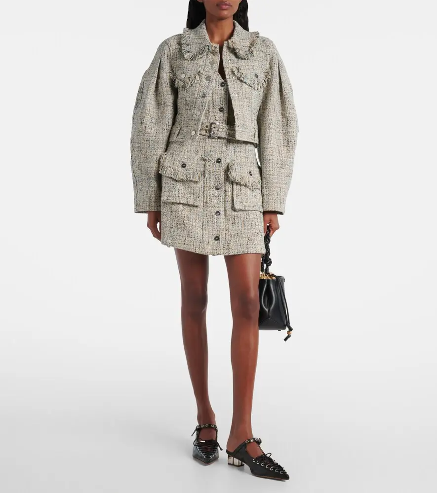 Ganni Belted tweed minidress | Thumbnail 2 Ganni Belted tweed minidress | Thumbnail 2
