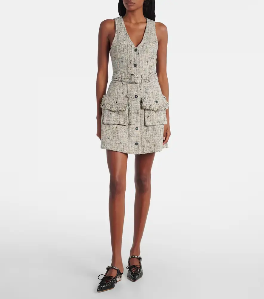 Ganni Belted tweed minidress | Thumbnail 5 Ganni Belted tweed minidress | Thumbnail 5