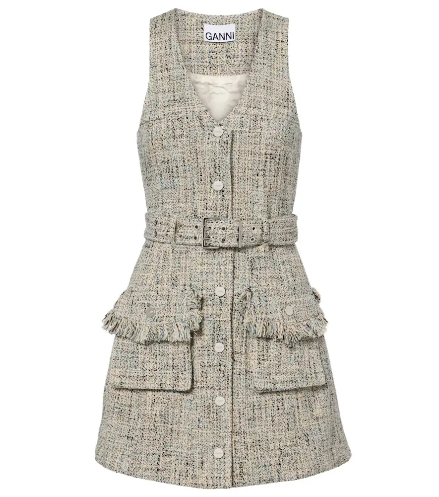 Ganni Belted tweed minidress | Image 1 Ganni Belted tweed minidress | Image 1