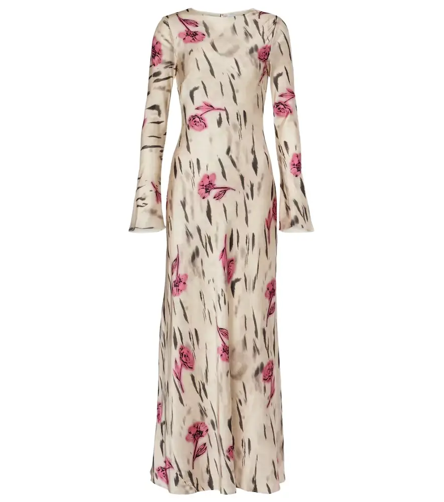 Ganni Floral open-back satin maxi dress | Image 1 Ganni Floral open-back satin maxi dress | Image 1