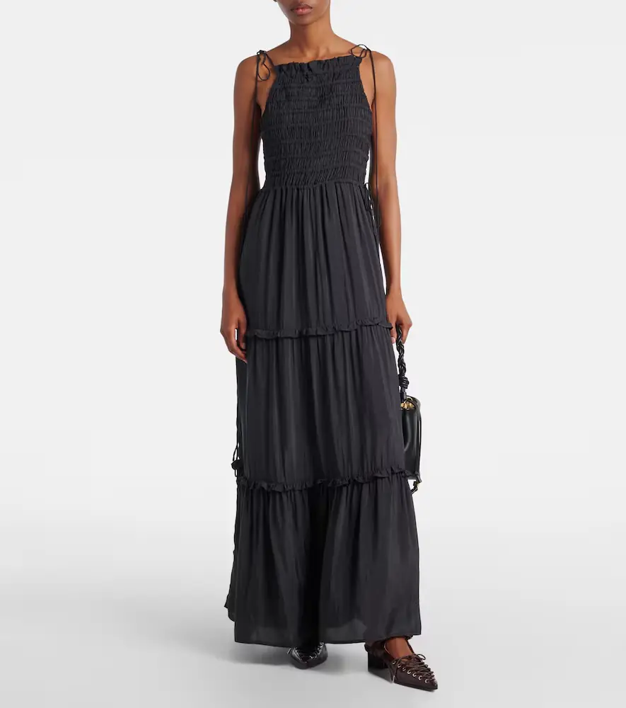Ganni Smocked tiered maxi dress | Thumbnail 2 Ganni Smocked tiered maxi dress | Thumbnail 2