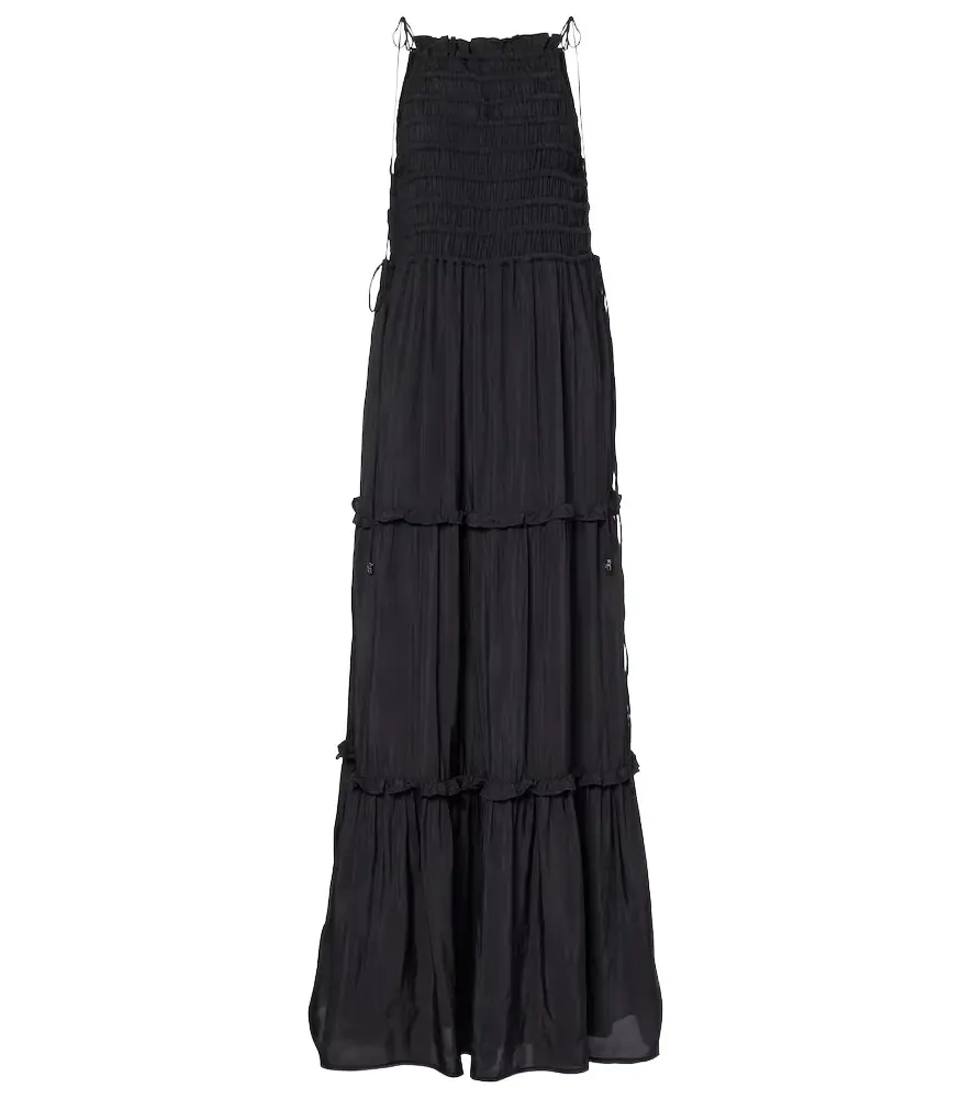 Ganni Smocked tiered maxi dress