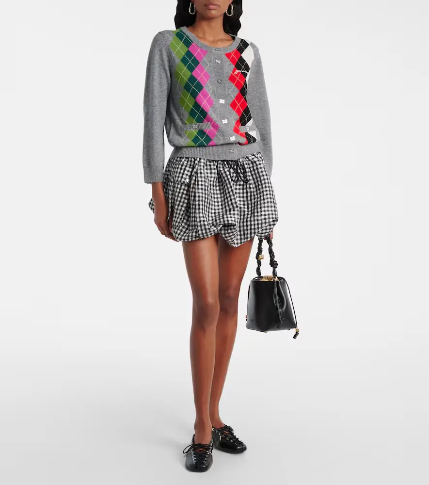 Ganni Argyle wool and cashmere cardigan | Thumbnail 2