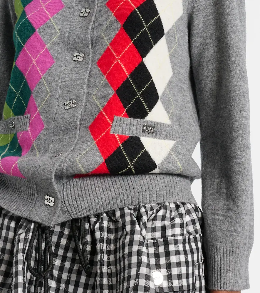 Ganni Argyle wool and cashmere cardigan | Thumbnail 5