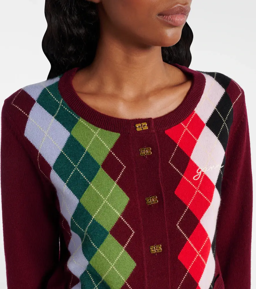 Ganni Argyle wool and cashmere cardigan | Thumbnail 4