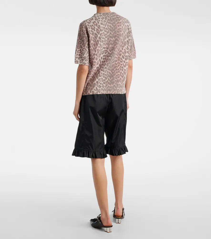 Ganni Logo leopard-print wool-blend top | Thumbnail 5