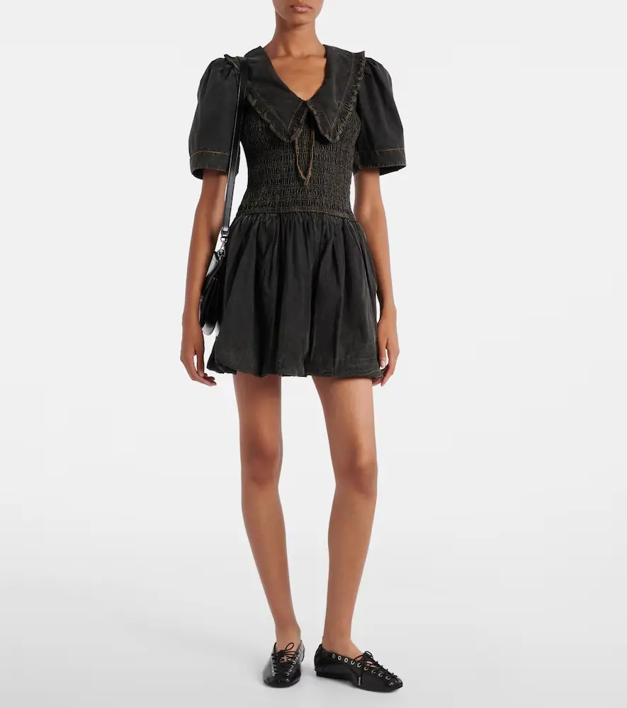 Ganni Bow-detail denim minidress | Thumbnail 3 Ganni Bow-detail denim minidress | Thumbnail 3