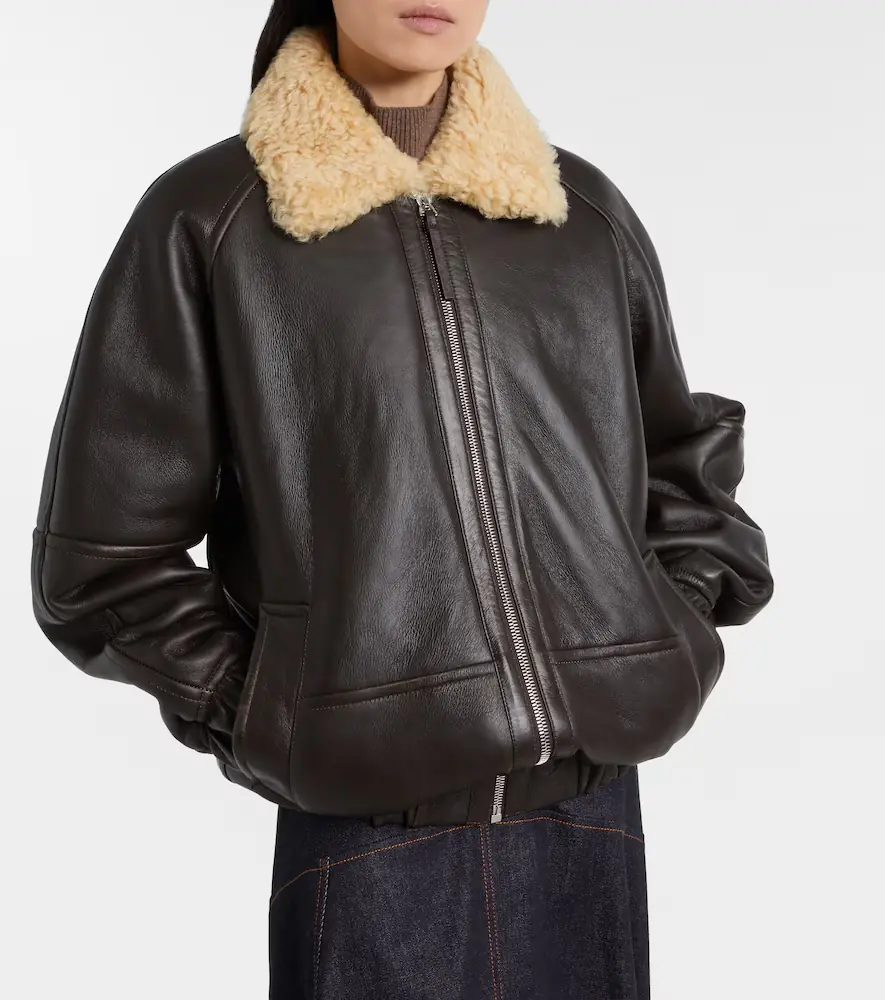 Jacquemus Bombardier shearling-trimmed leather bomber jacket | Thumbnail 6