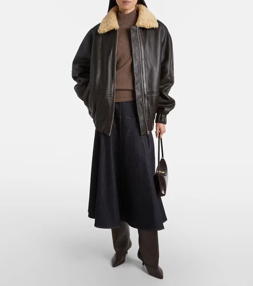 Jacquemus Bombardier shearling-trimmed leather bomber jacket | Thumbnail 7