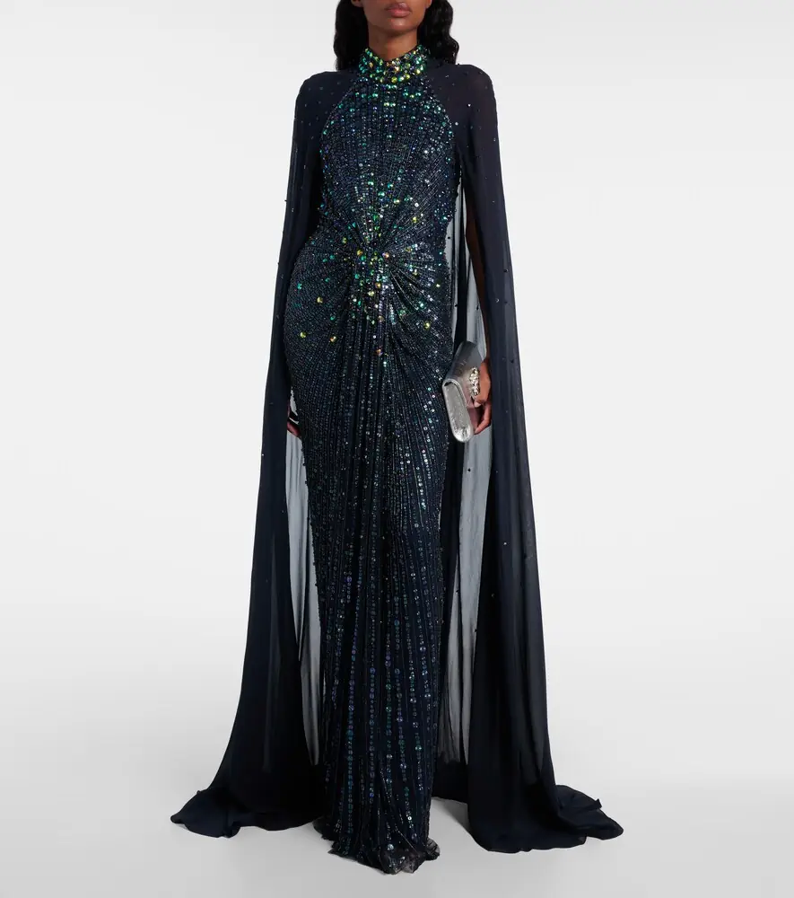 Jenny Packham Thea caped sequined gown | Thumbnail 4