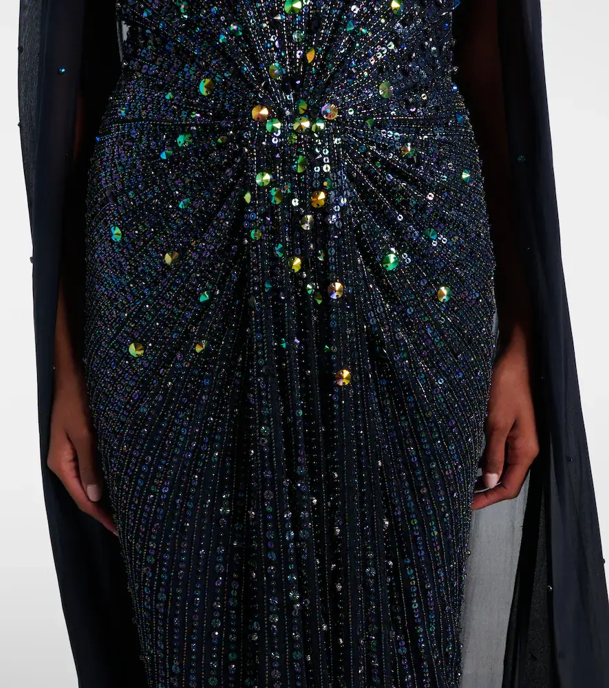 Jenny Packham Thea caped sequined gown | Thumbnail 5