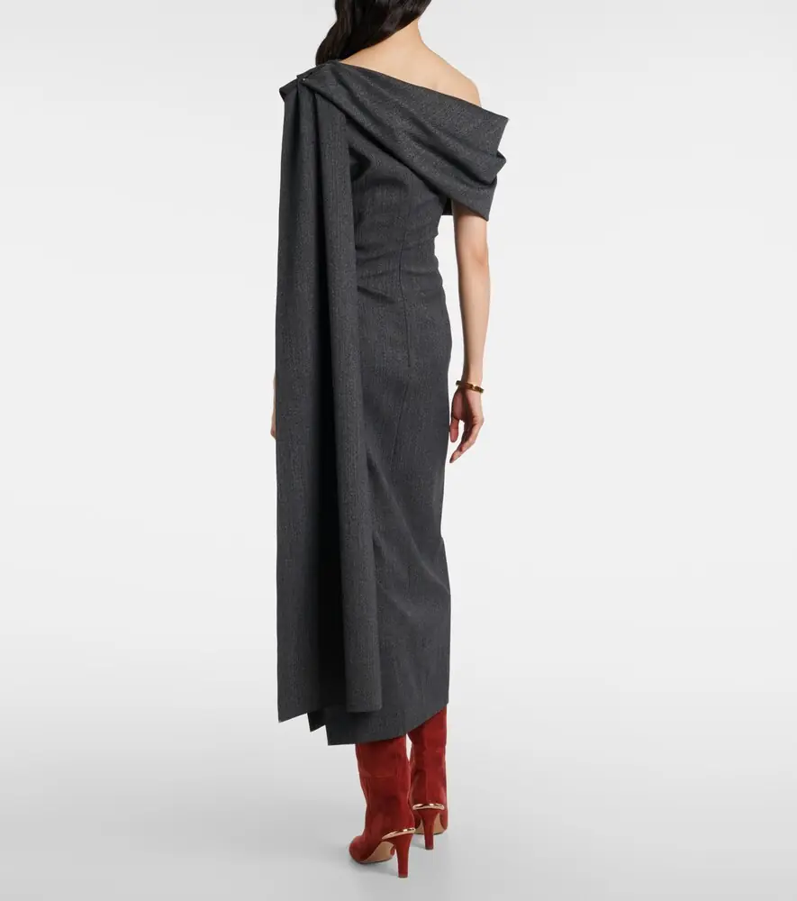 Roksanda Maite herringbone draped midi dress | Thumbnail 3