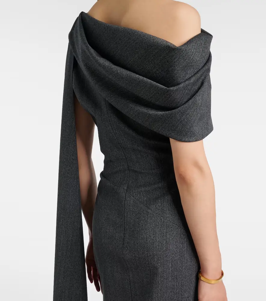 Roksanda Maite herringbone draped midi dress | Thumbnail 5