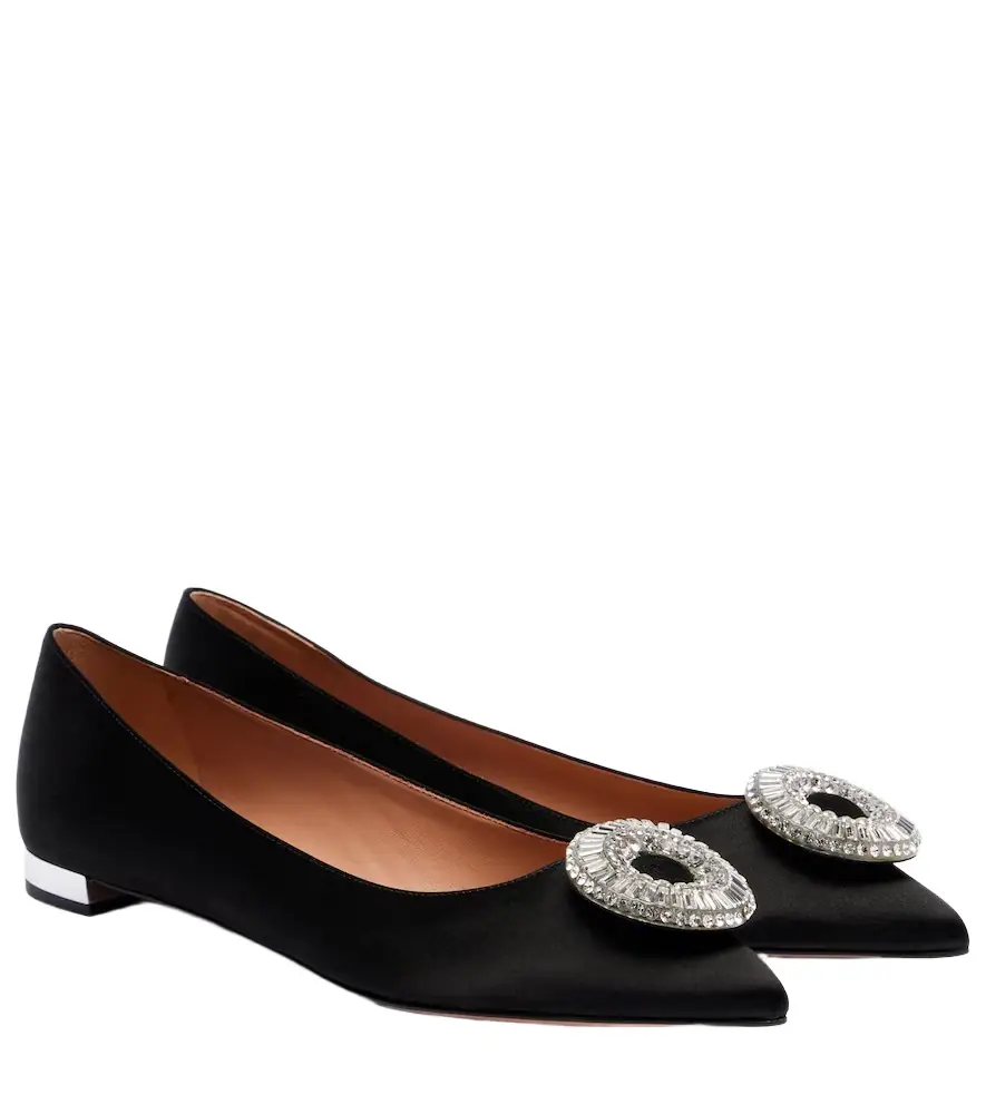 Aquazzura Crystal Hoop satin ballet flats | Image 1 Aquazzura Crystal Hoop satin ballet flats | Image 1