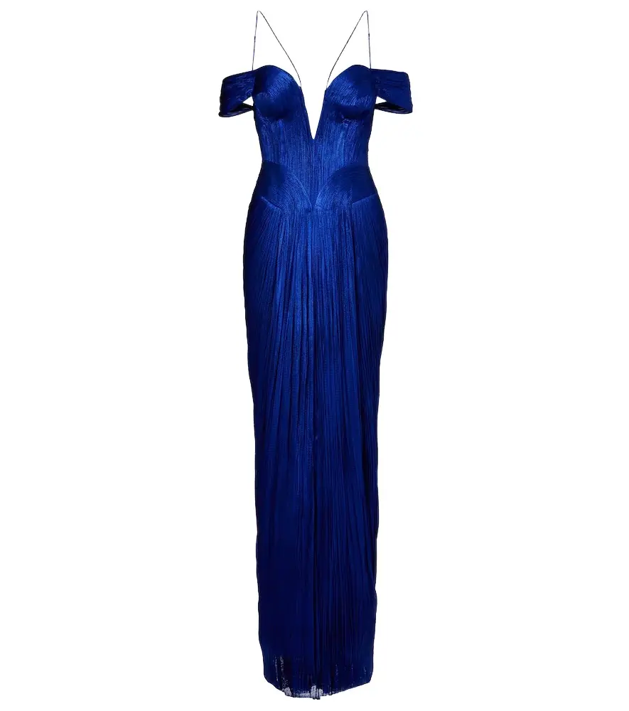 Maria Lucia Hohan Camilla metallic silk tulle bustier gown