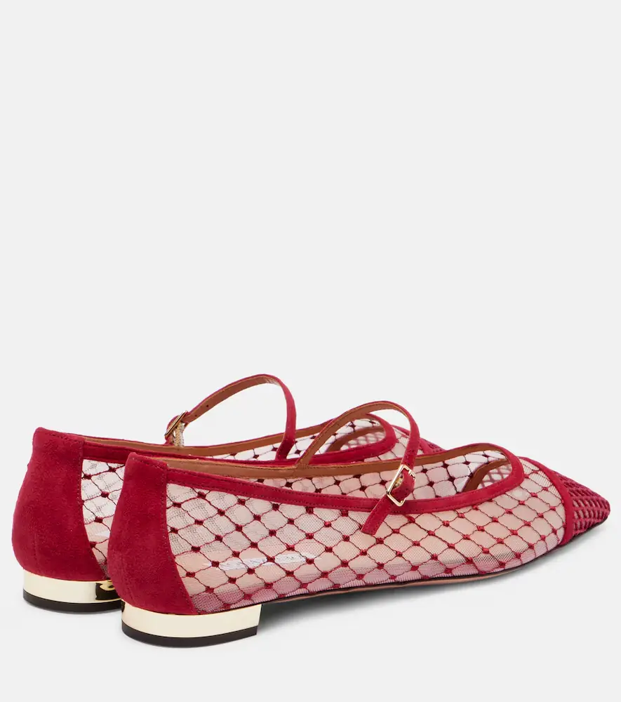 Aquazzura Juliette suede-trimmed Mary Jane flats | Thumbnail 3