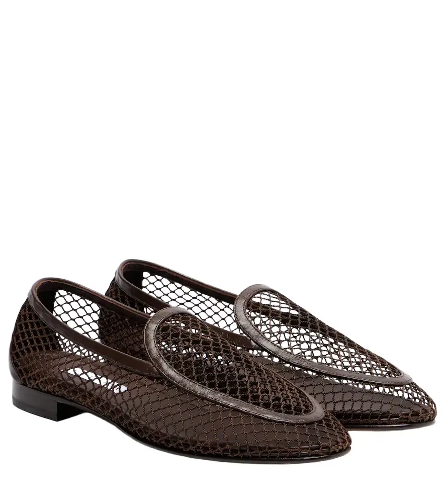 Aquazzura Saint Germain leather-trimmed moccasins