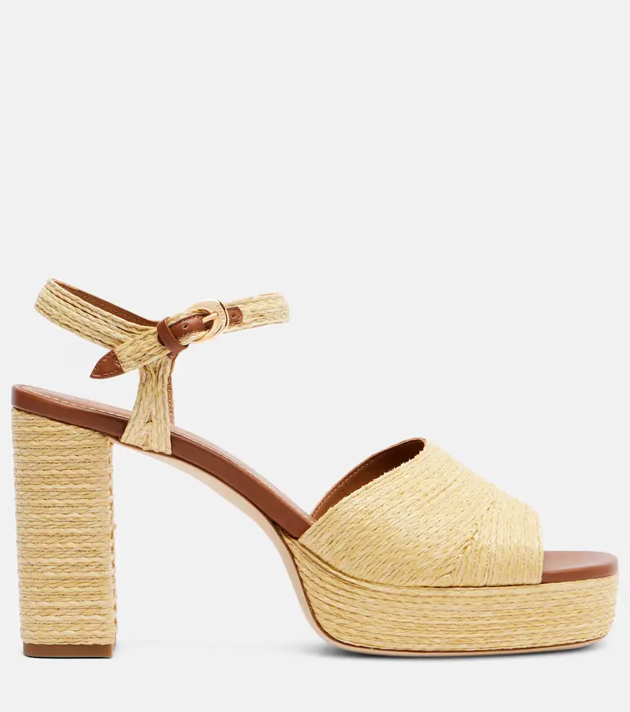 Staud Jodie raffia and leather platform sandals | Thumbnail 2