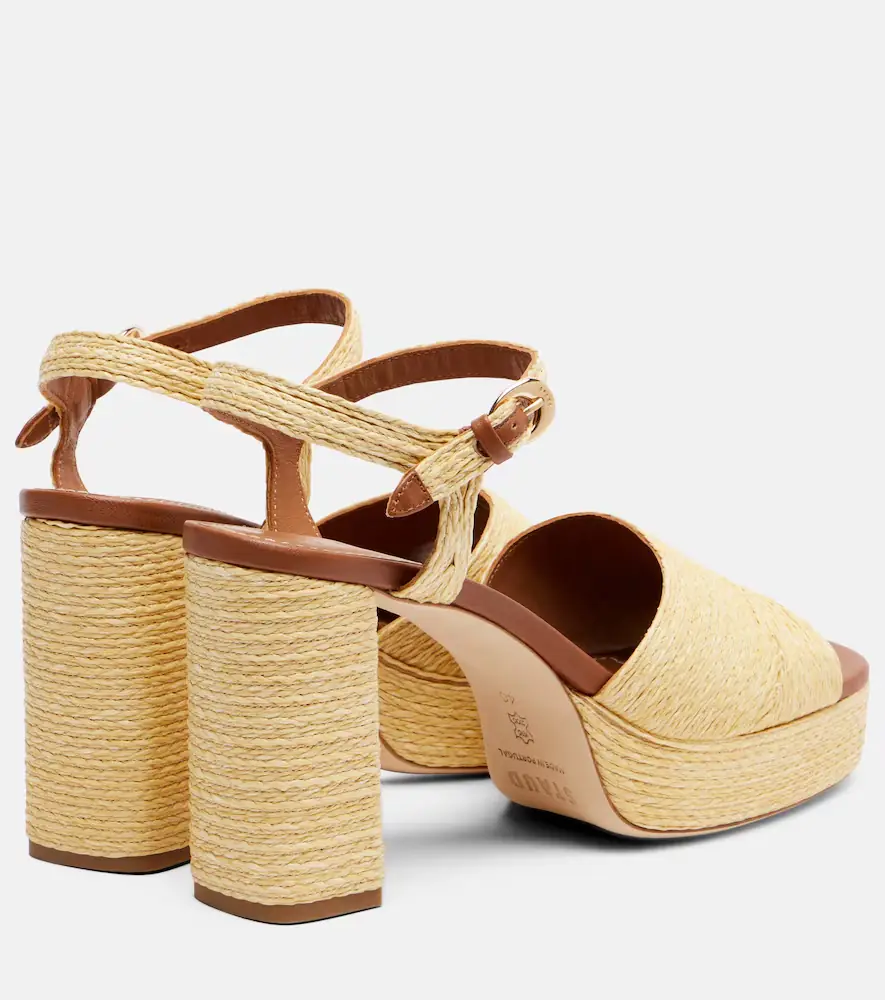 Staud Jodie raffia and leather platform sandals | Thumbnail 3