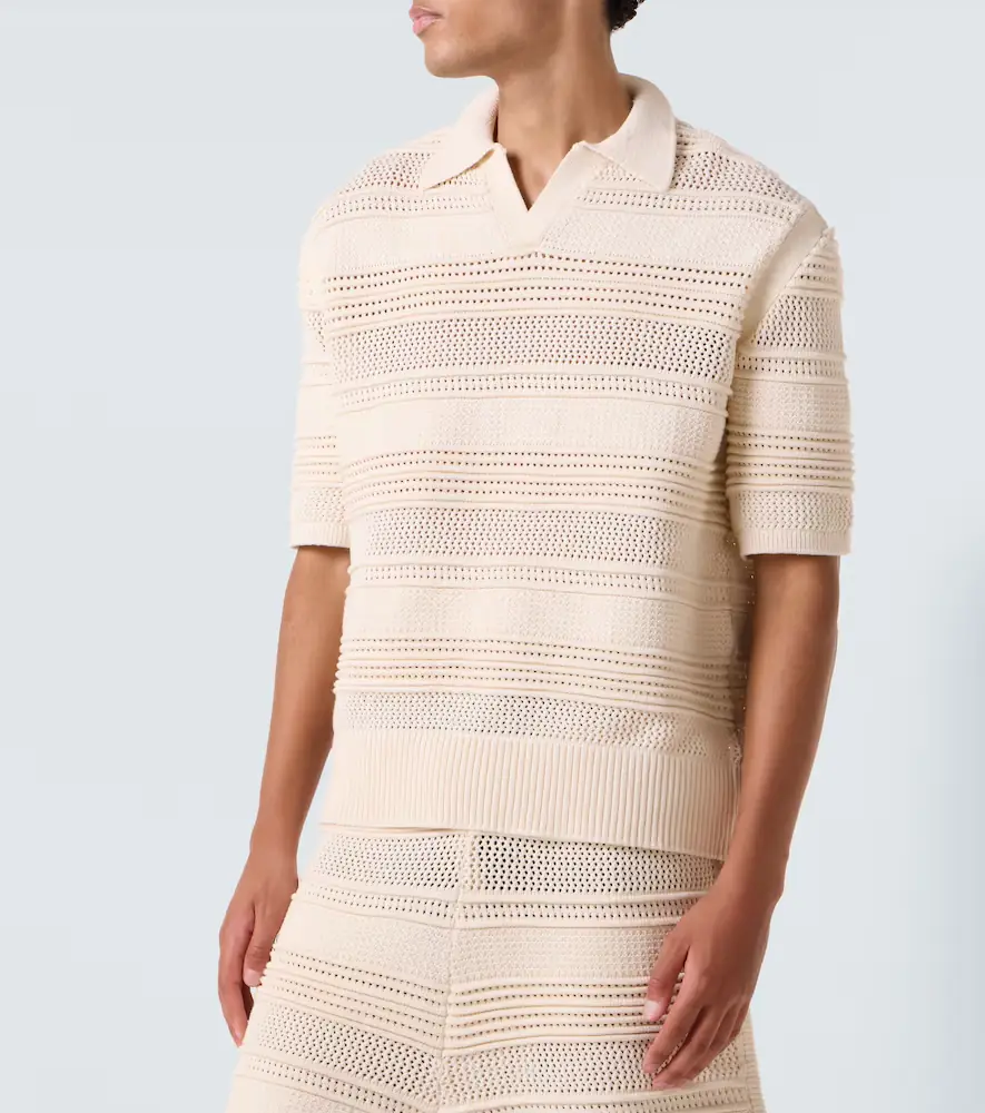 Commas Crochet cotton-blend polo shirt | Thumbnail 2