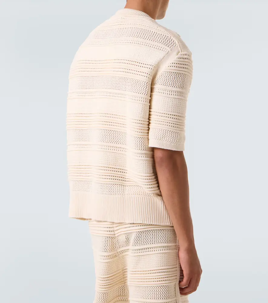 Commas Crochet cotton-blend polo shirt | Thumbnail 3