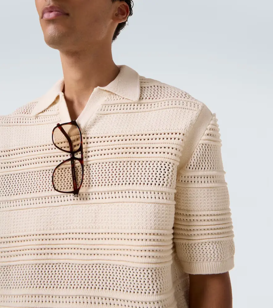 Commas Crochet cotton-blend polo shirt | Thumbnail 5