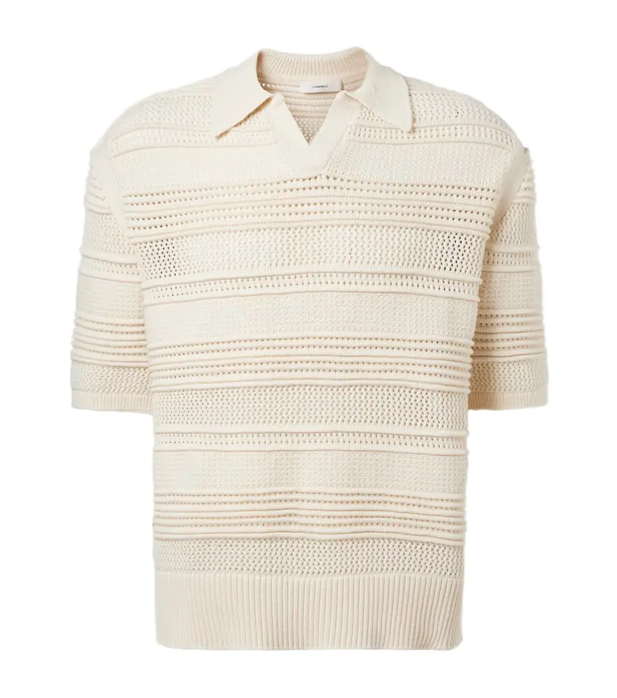 Commas Crochet cotton-blend polo shirt