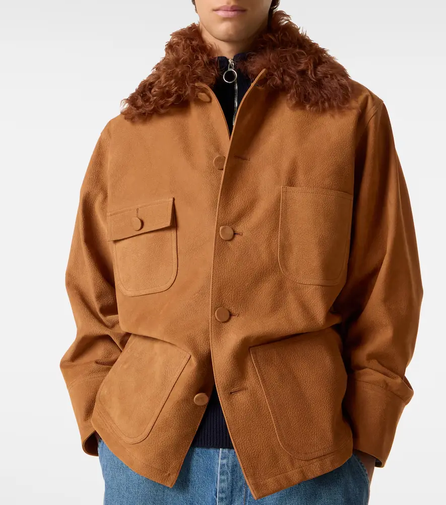 Plan C Shearling-trimmed suede field jacket | Thumbnail 2