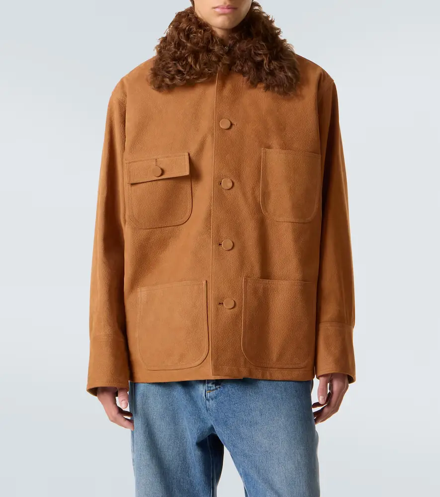 Plan C Shearling-trimmed suede field jacket | Thumbnail 3