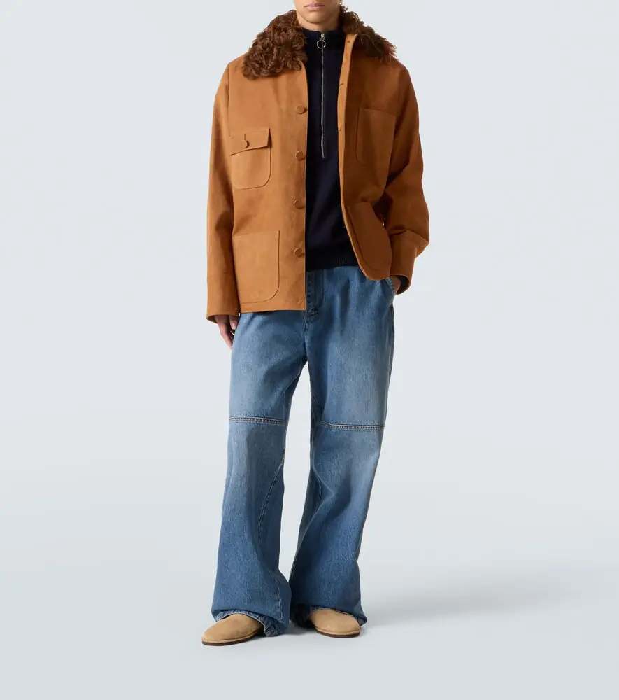 Plan C Shearling-trimmed suede field jacket | Thumbnail 4