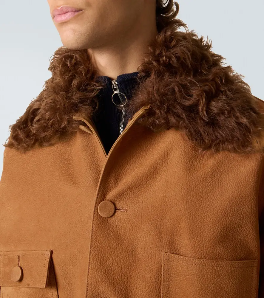 Plan C Shearling-trimmed suede field jacket | Thumbnail 5