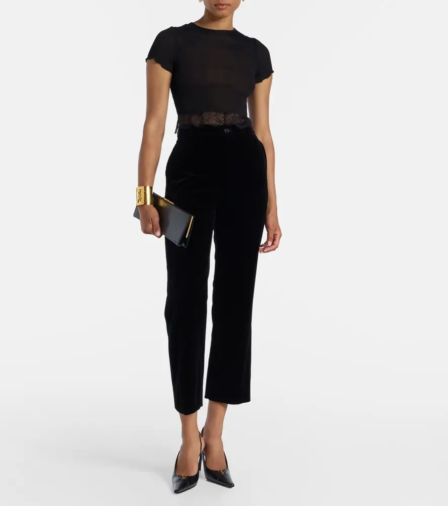 Saint Laurent Cotton velvet cropped flared pants | Thumbnail 5 Saint Laurent Cotton velvet cropped flared pants | Thumbnail 5