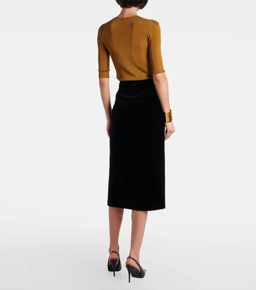 Saint Laurent Cotton velvet pencil skirt | Thumbnail 4 Saint Laurent Cotton velvet pencil skirt | Thumbnail 4