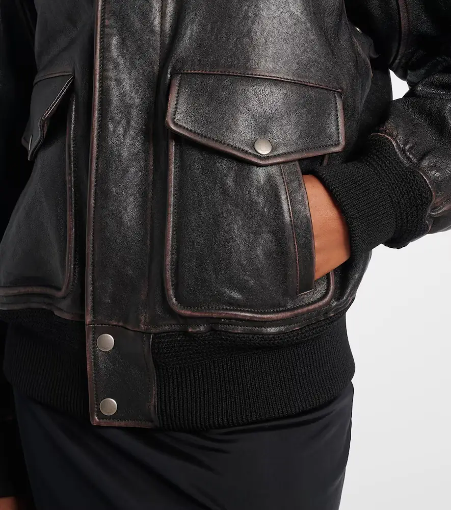 Saint Laurent Shearling-trimmed leather jacket | Thumbnail 5