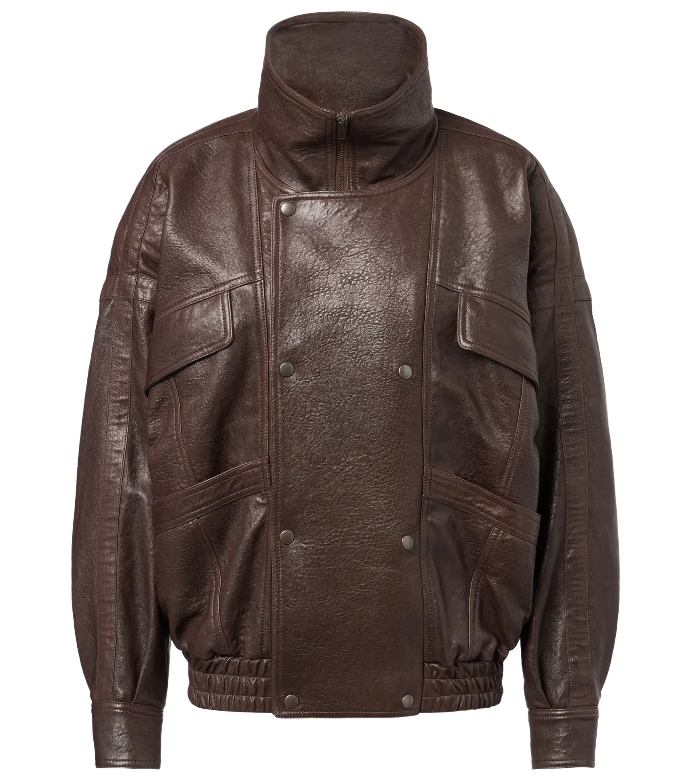 Leather bomber jacket