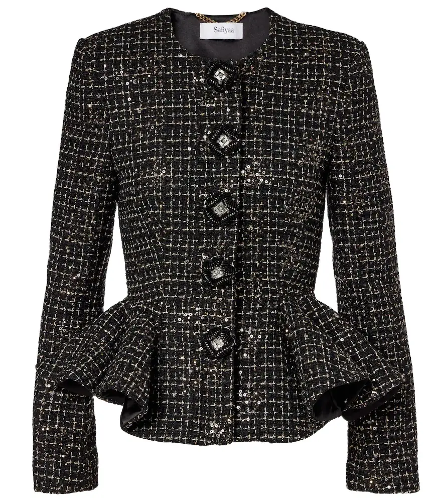 Safiyaa Tomomi sequined peplum tweed jacket | Image 1 Safiyaa Tomomi sequined peplum tweed jacket | Image 1
