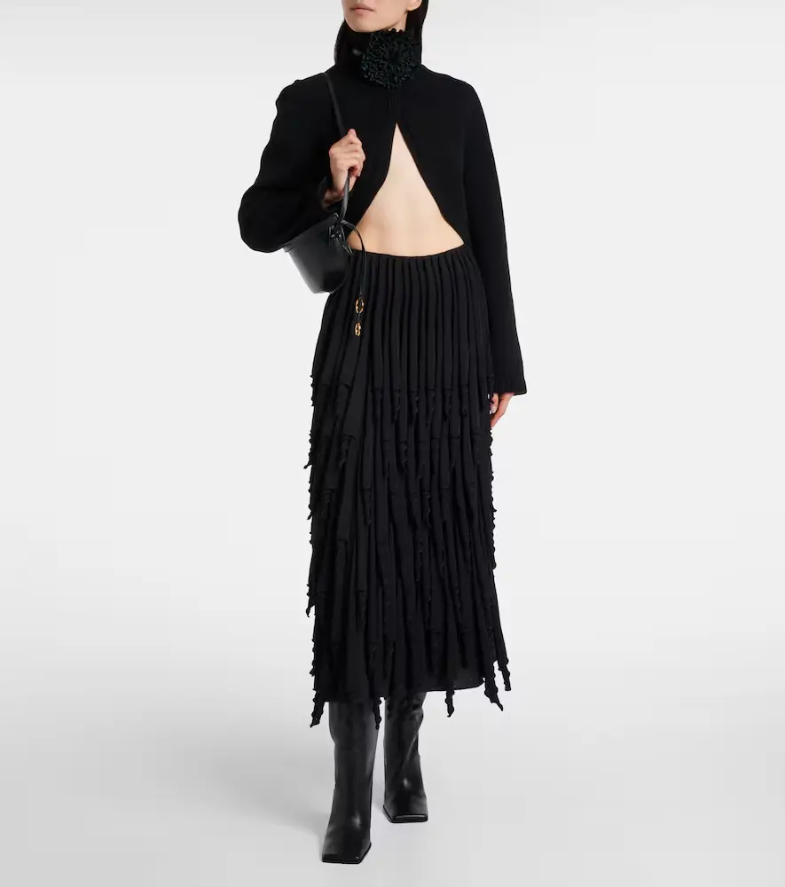 ALAÏA ALAÏA Tiered wool and silk maxi skirt | Thumbnail 2