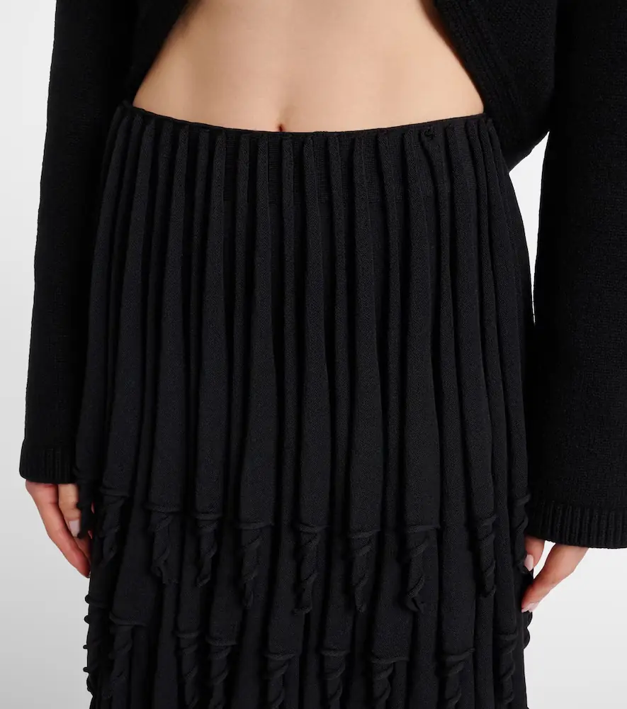 ALAÏA ALAÏA Tiered wool and silk maxi skirt | Thumbnail 3