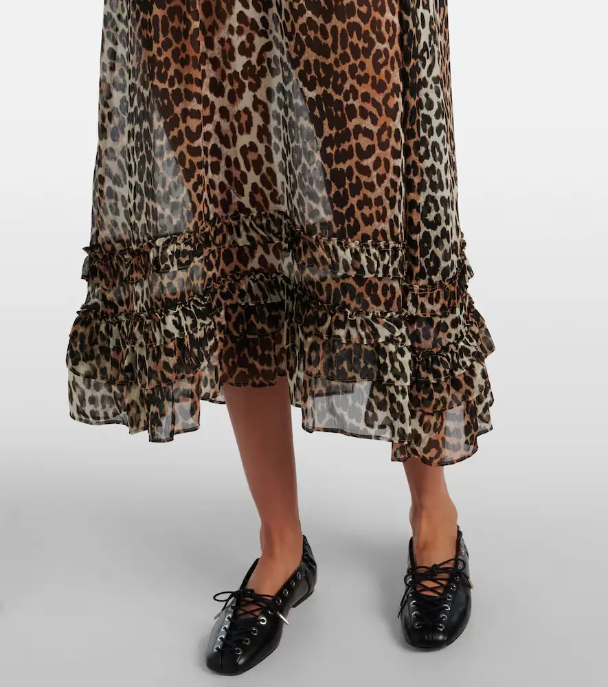 Ganni Leopard-print sheer chiffon midi dress | Thumbnail 3