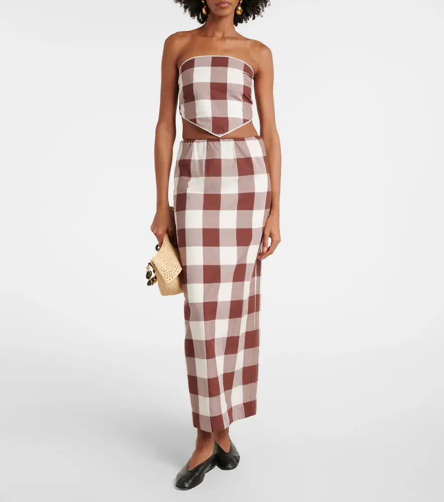 Posse Mira gingham cotton maxi skirt | Thumbnail 2