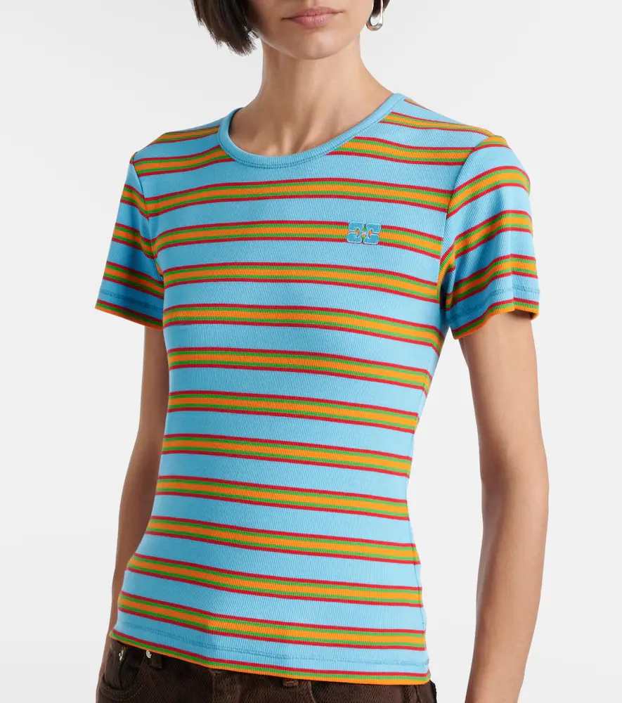 Ganni Striped cotton-blend T-shirt | Thumbnail 2 Ganni Striped cotton-blend T-shirt | Thumbnail 2