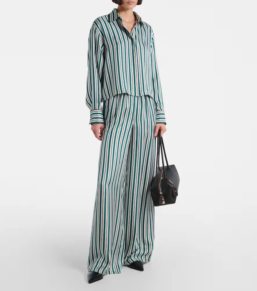 Max Mara Ladino striped wide-leg silk twill pants | Thumbnail 2 Max Mara Ladino striped wide-leg silk twill pants | Thumbnail 2