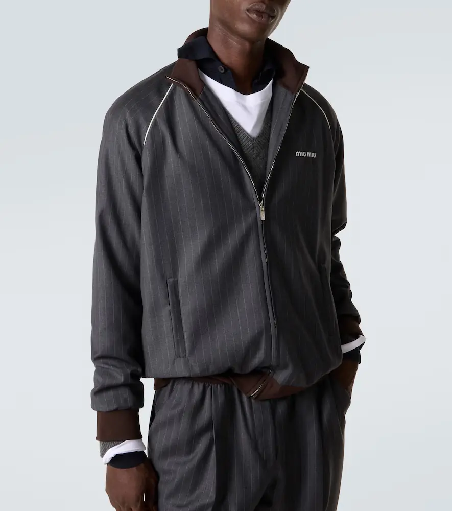 Miu Miu Logo pinstripe virgin wool track jacket | Thumbnail 5 Miu Miu Logo pinstripe virgin wool track jacket | Thumbnail 5