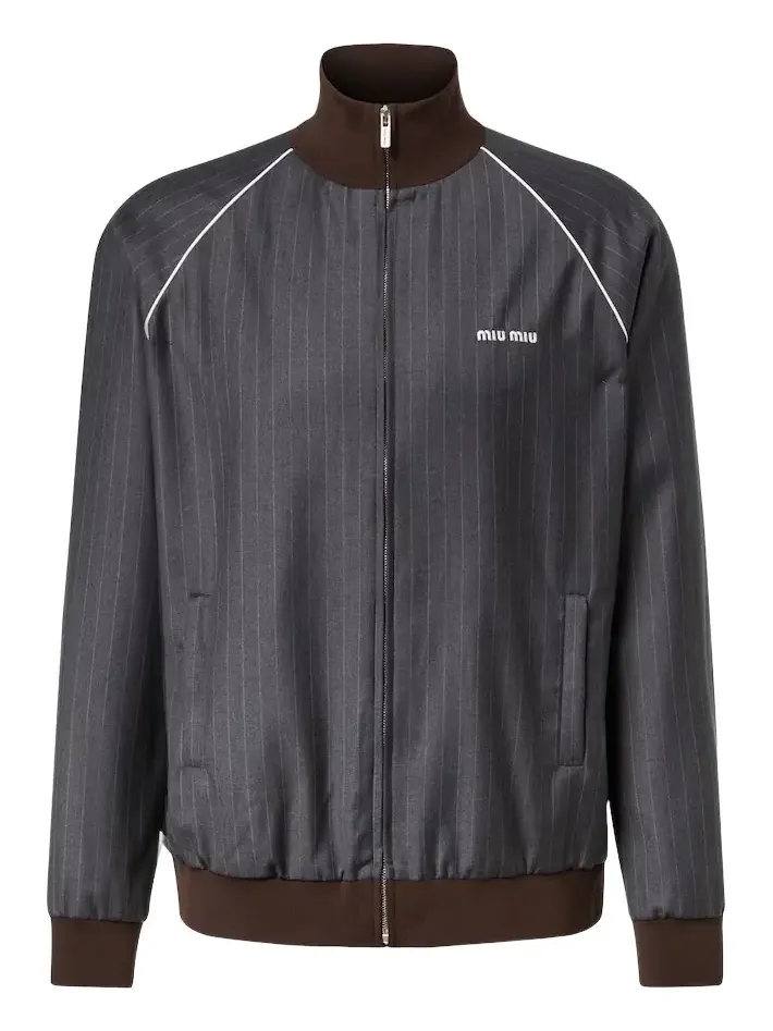 Logo pinstripe virgin wool track jacket